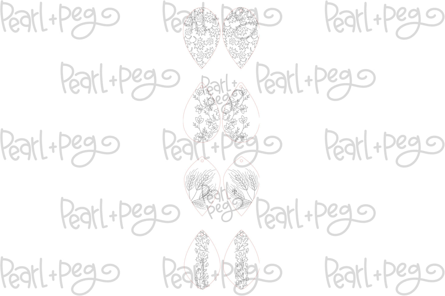 Fall Teardrop Laser Engraved Earring Bundle Digital Download