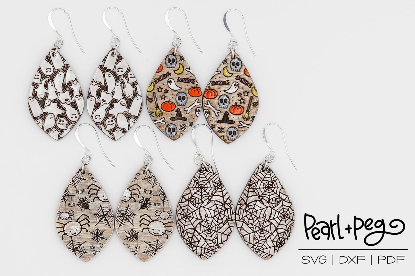 Halloween Teardrop Laser Engraved Earrings Bundle Digital Download