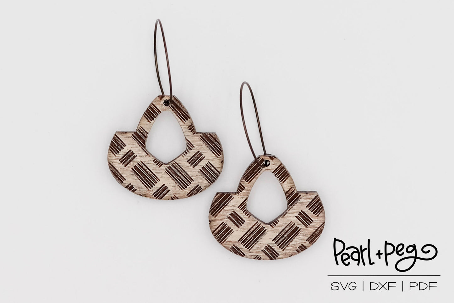 Wide Hoop Scratched Dashes Laser Engraved Earrings Digital Download