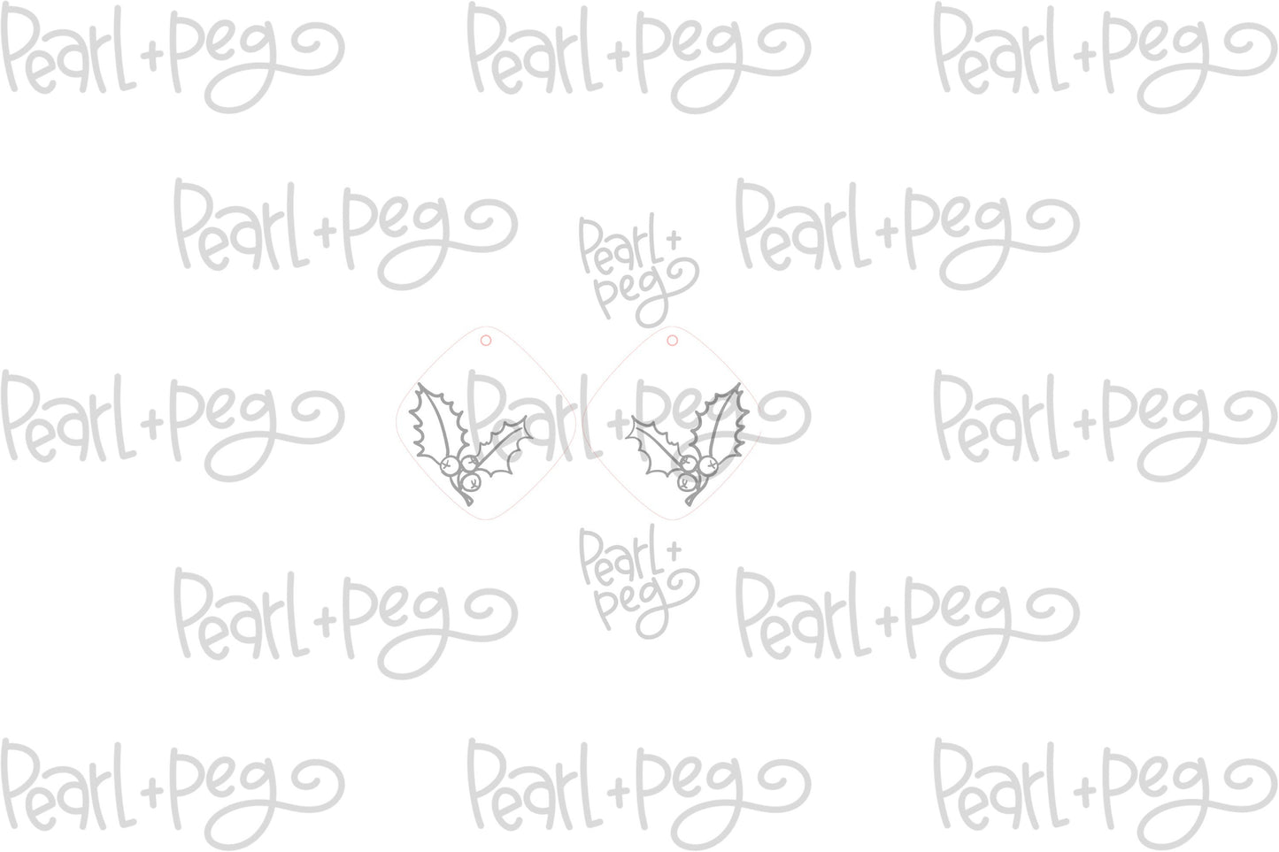 Holly Leaf Berry Quad Laser Engraved Earrings Digital Download