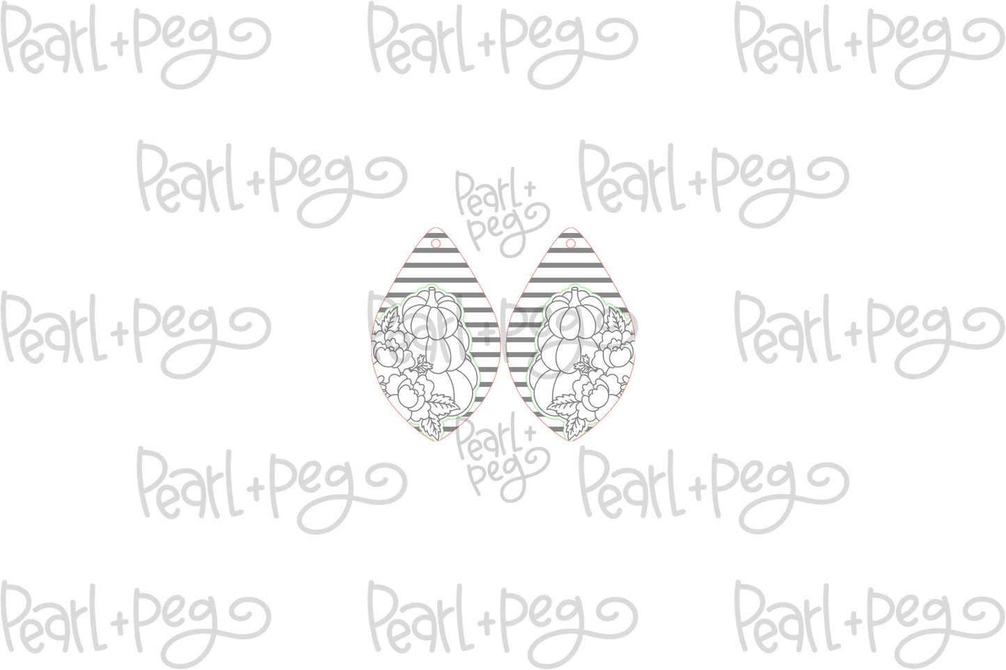 Pumpkin Peony Stripe Laser Engraved Earrings Digital Download