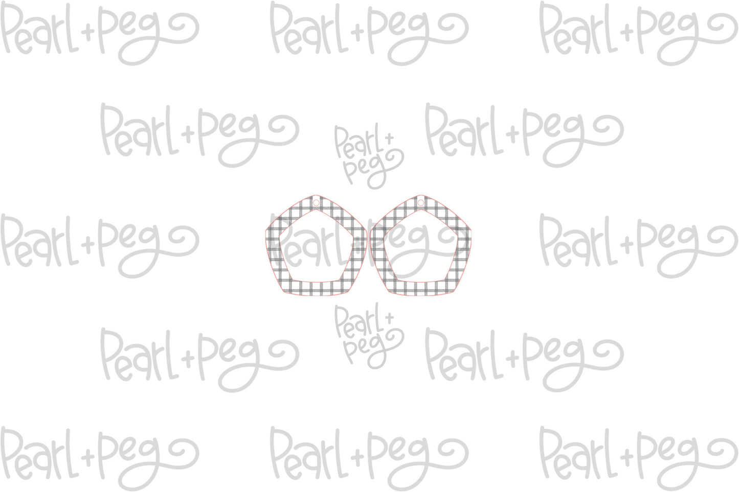 Pentagon Hoop Plaid Laser Engraved Earrings Digital Download