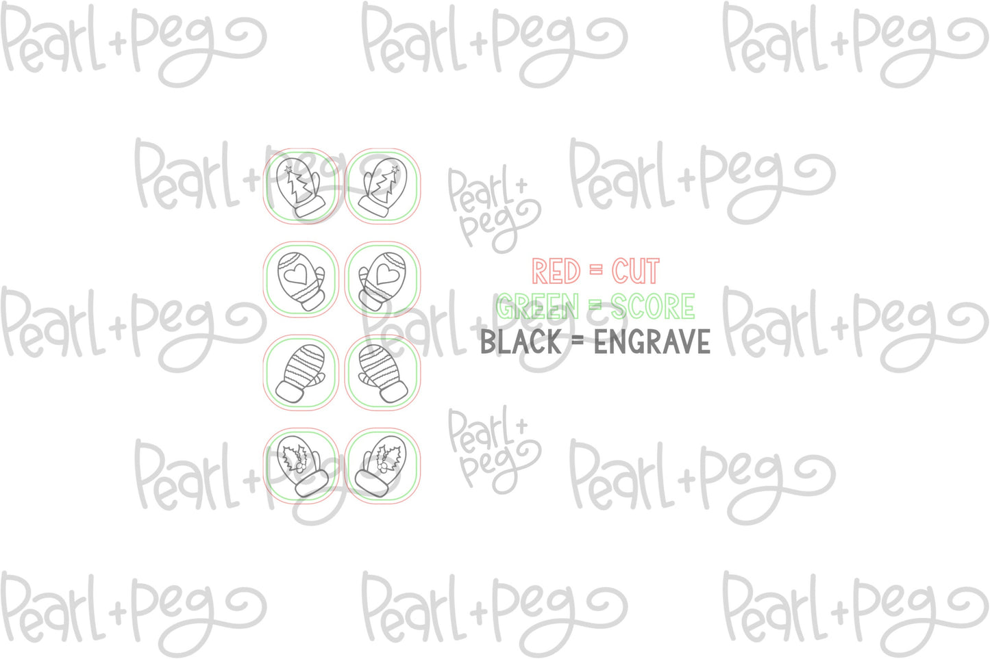 Mitten Square Studs Laser Engraved Earrings Digital Download