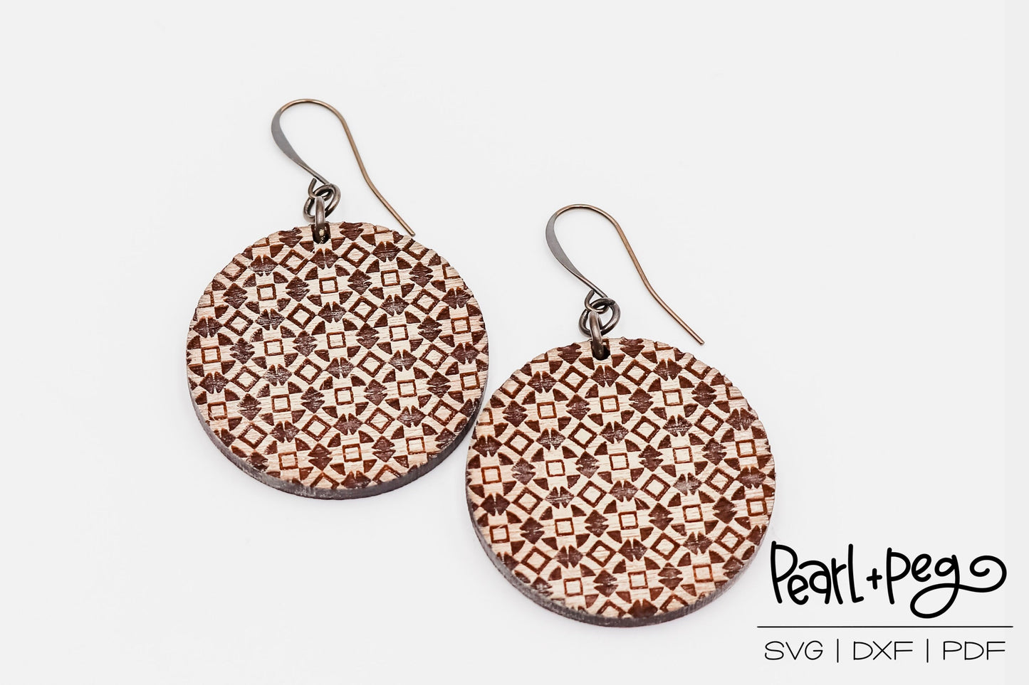 Southwestern BOHO Round Laser Engraved Earrings Digital Download
