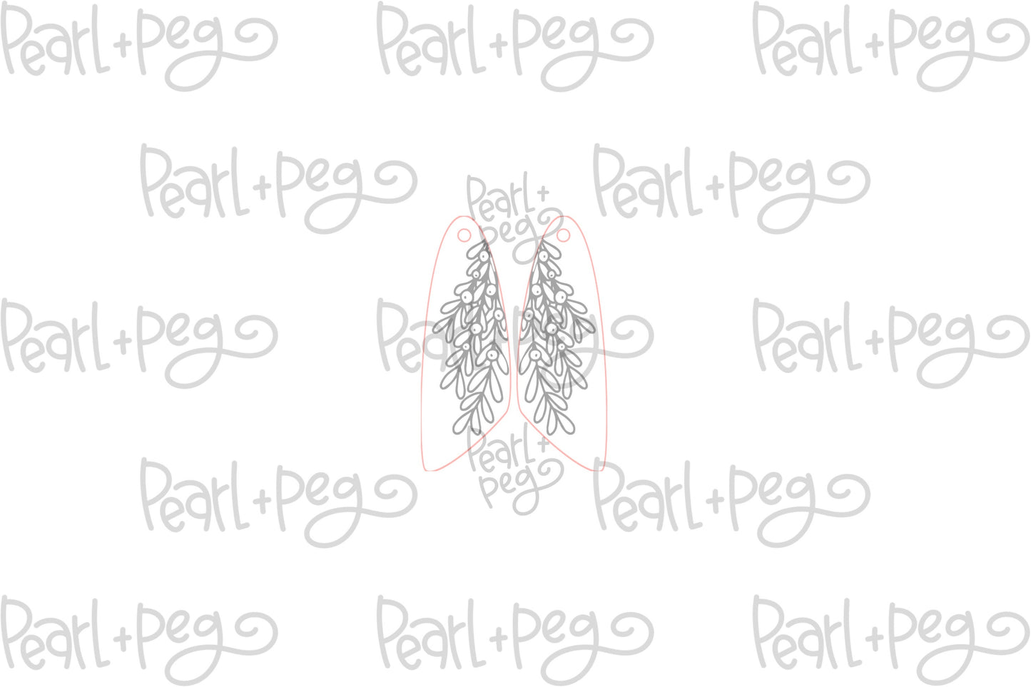 Oblong Holly Berry Laser Engraved Earrings Digital Download