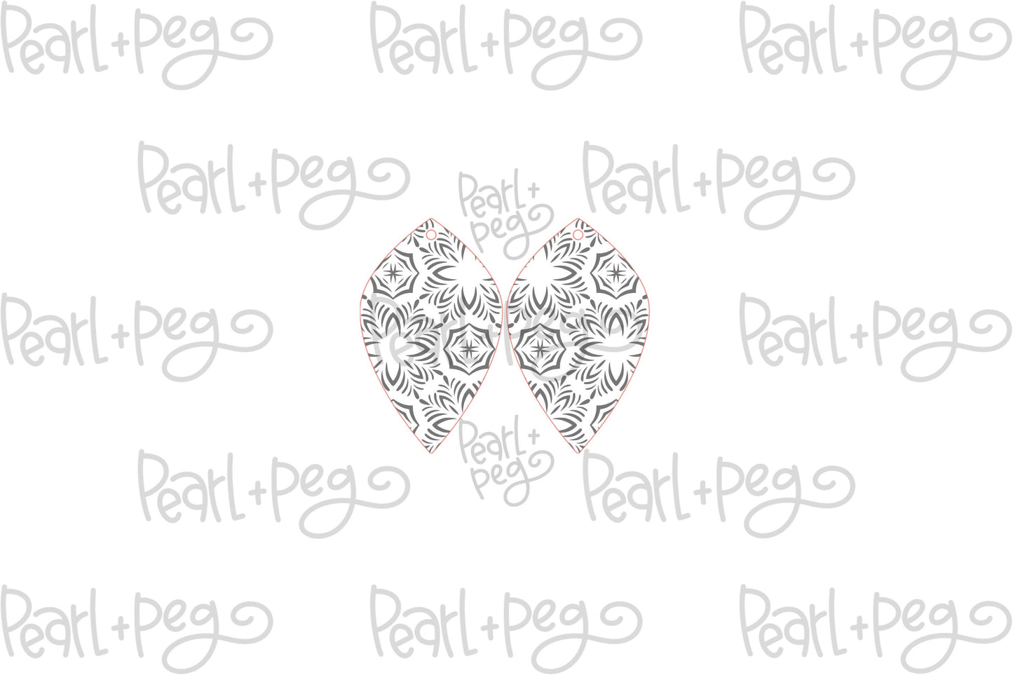 Deco Floral Spade Laser Engraved Earrings Digital Download