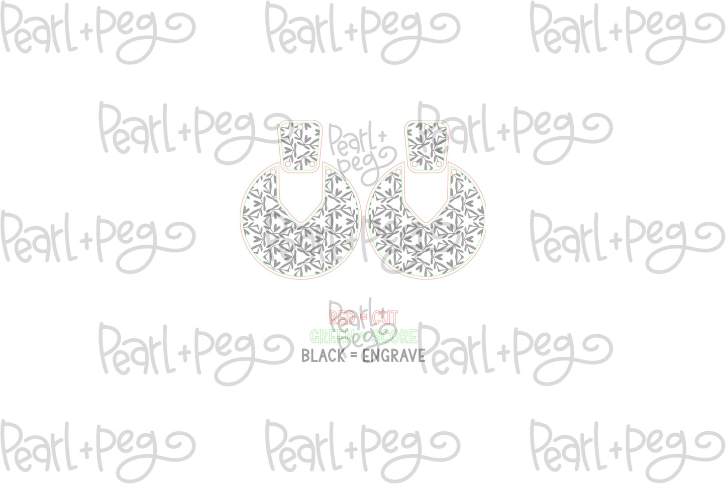 Vine Hearts 2 Part Laser Engraved Earrings Digital Download