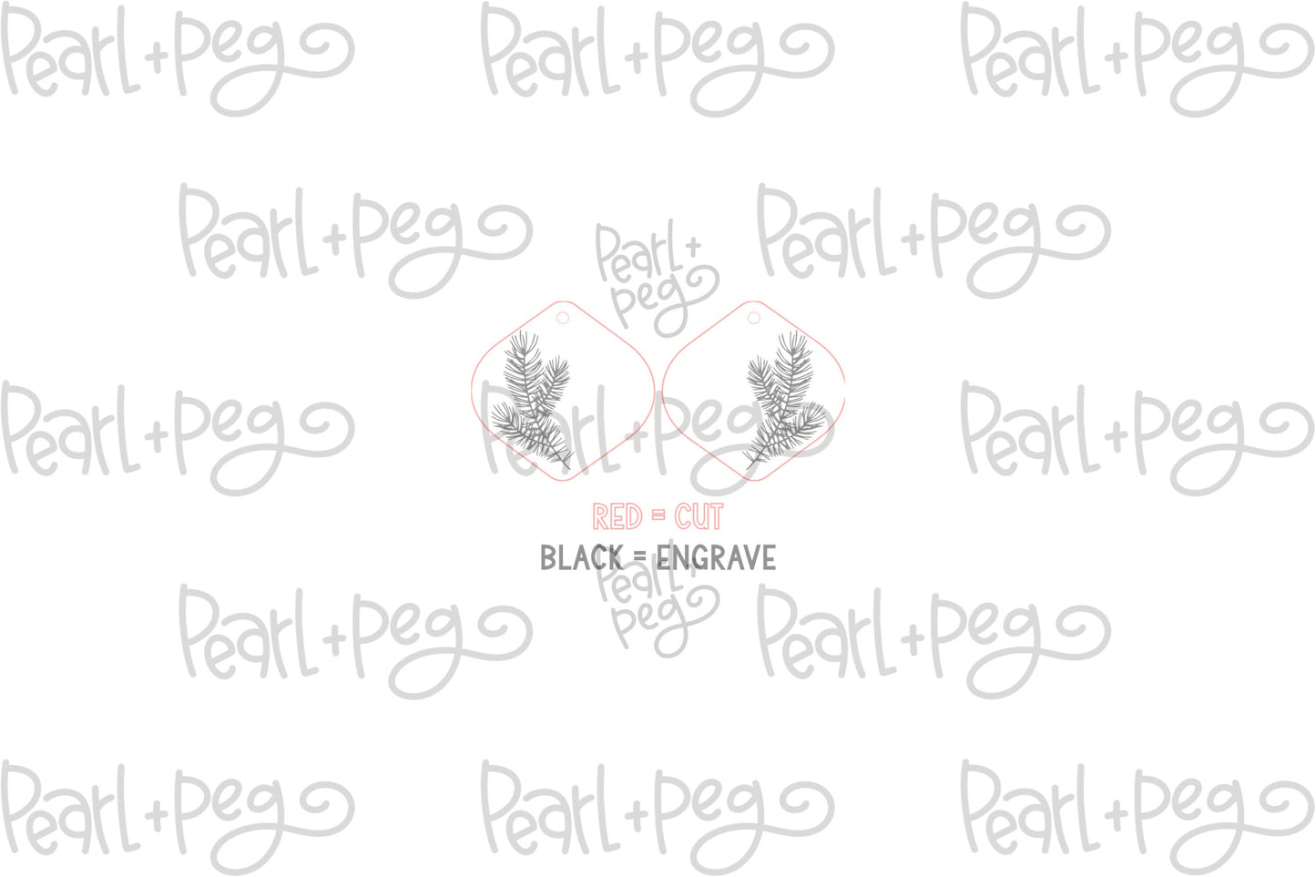 Pine Branch Bauble Laser Engraved Earrings Digital Download