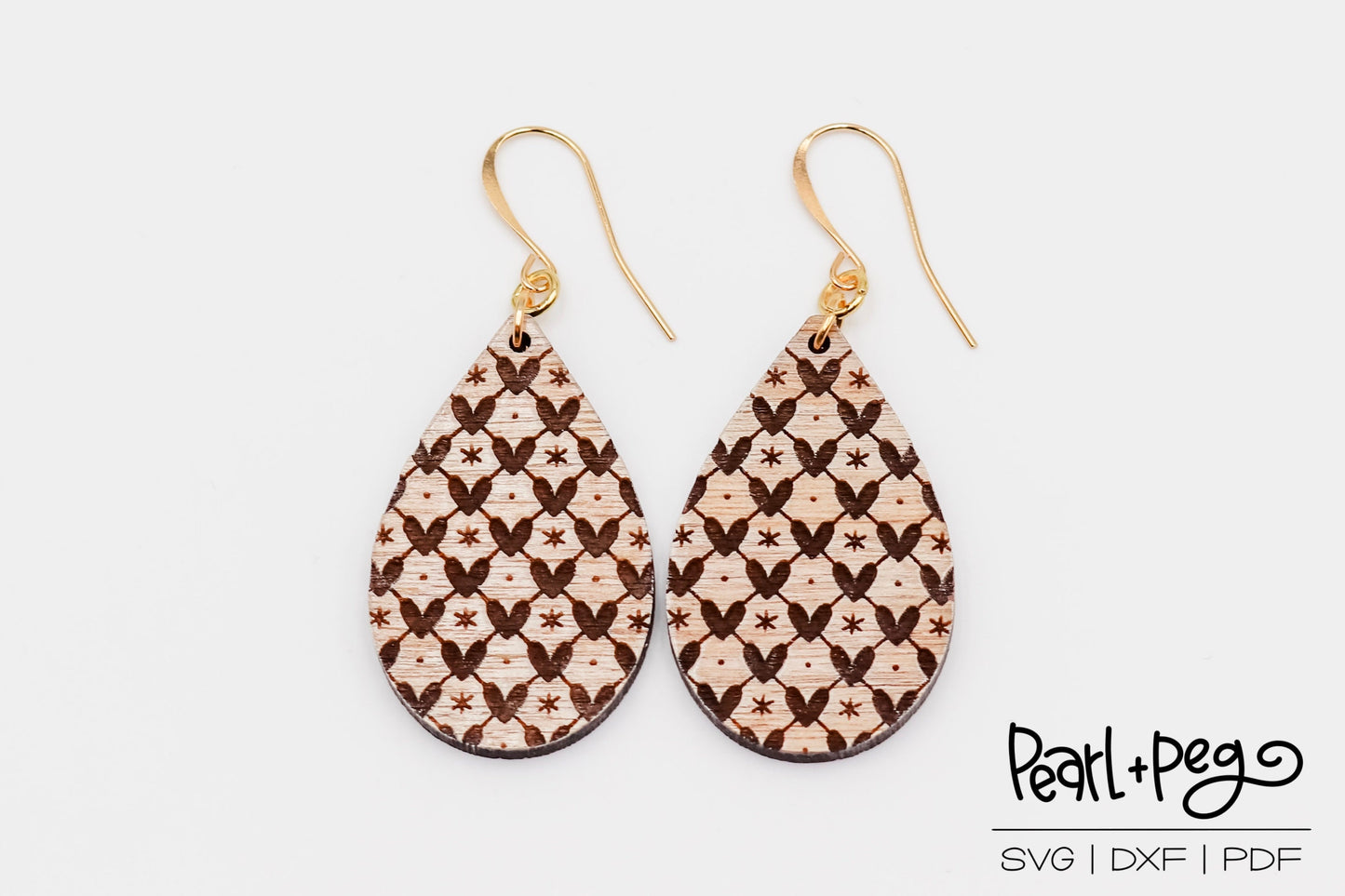 Heart Criss Cross Drop Laser Engraved Earrings Digital Download