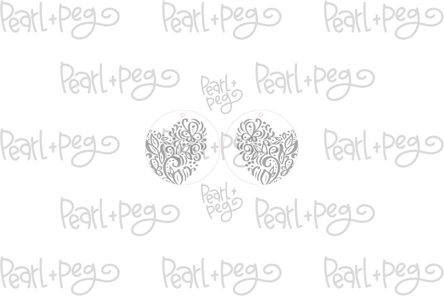 Round Swirly Heart Laser Engraved Earrings Digital Download