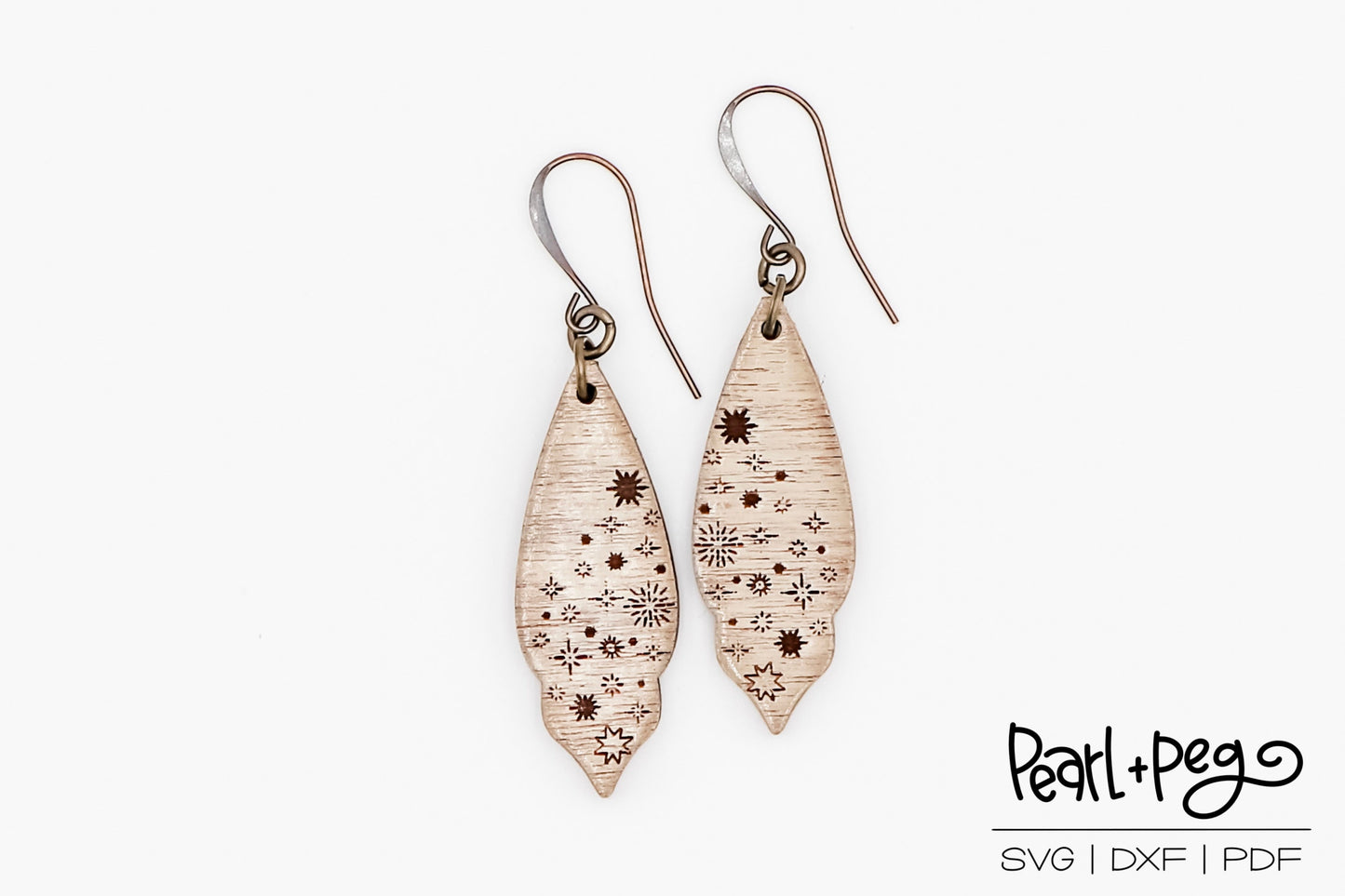 Shimmer Lights Skinny Drop Laser Engraved Earrings Digital Download