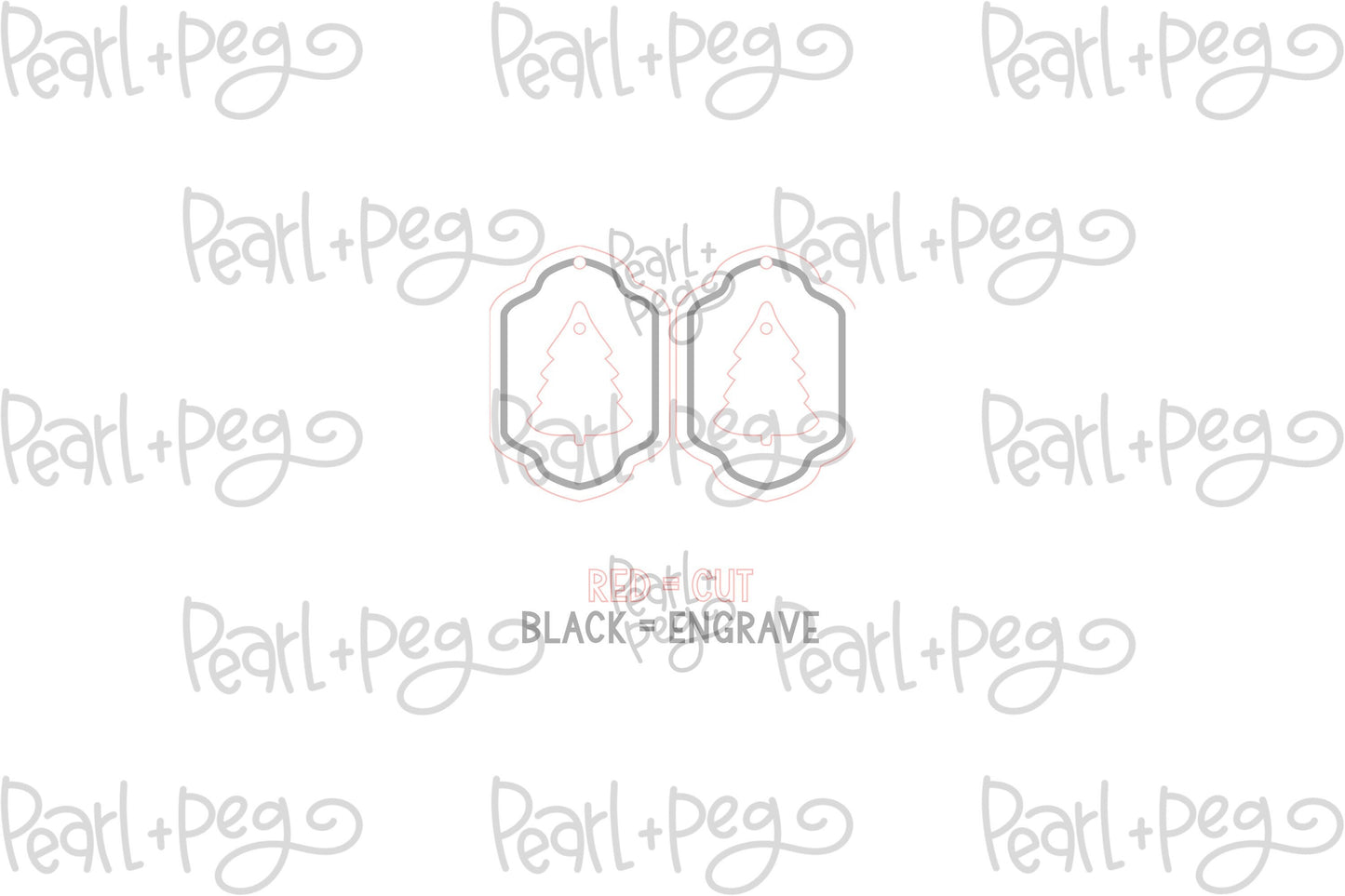 Bordered Tree Christmas Tree Laser Engraved Earrings Digital Download