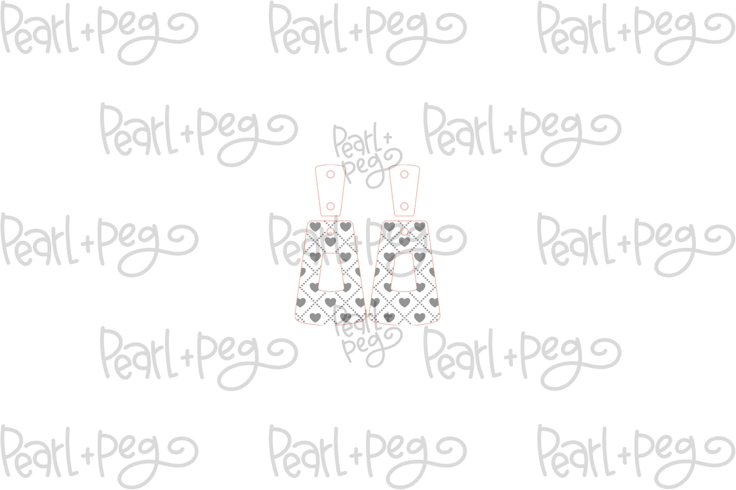 Quilted Heart Long Two Part Laser Engraved Earrings Digital Download