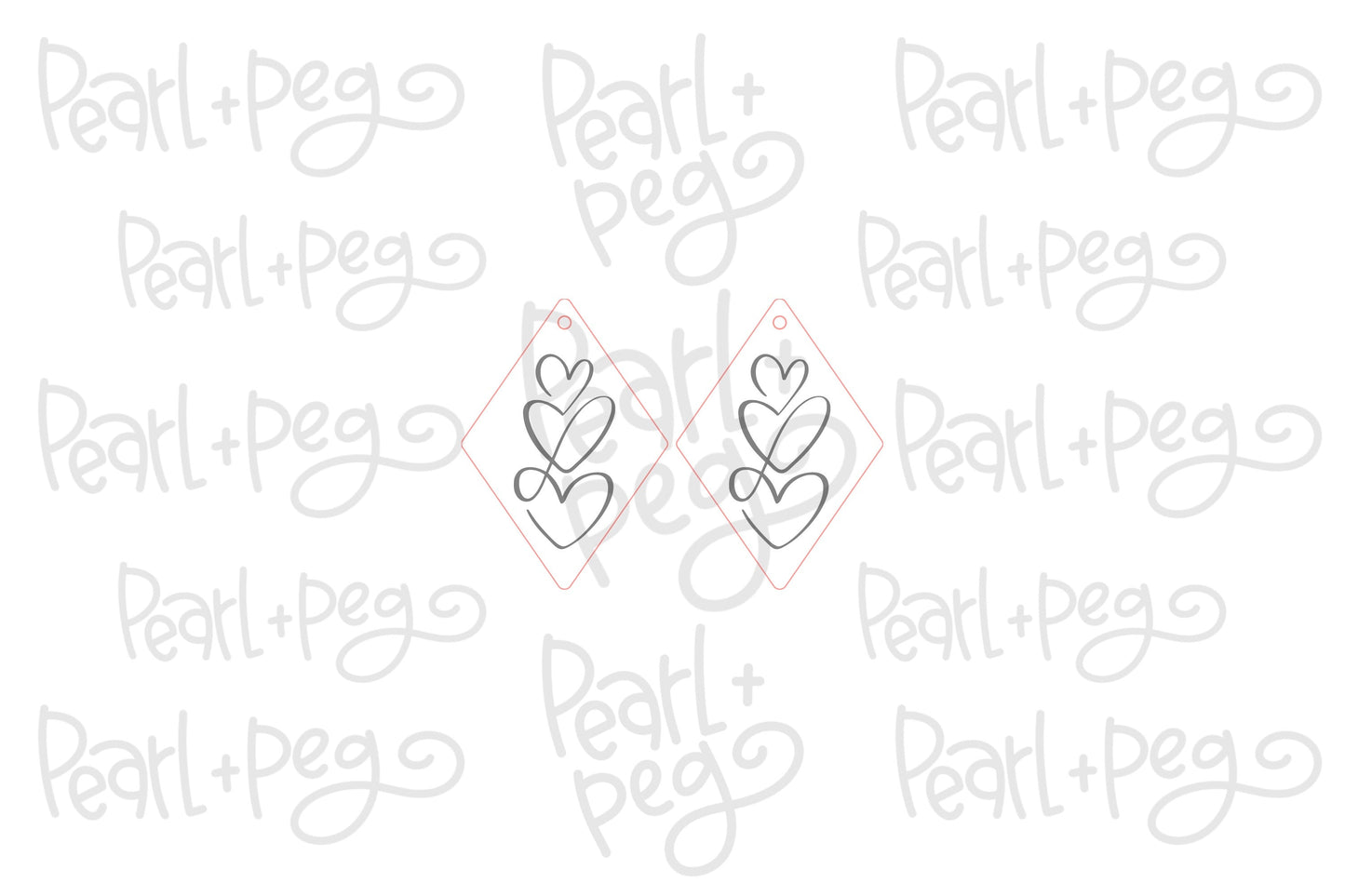 Diamond Stacked Hearts Laser Engraved Earrings Digital Download