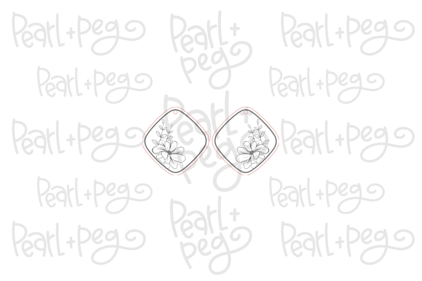 Minimalist Floral Quad Laser Engraved Earrings Digital Download