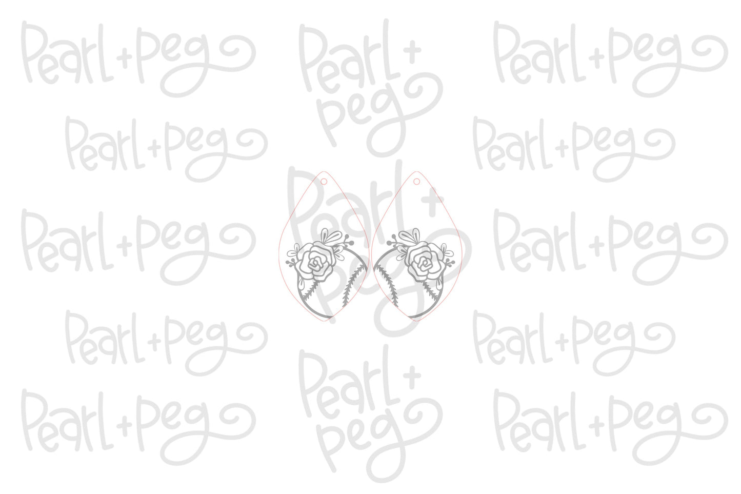 Floral Baseball Laser Engraved Earrings Digital Download