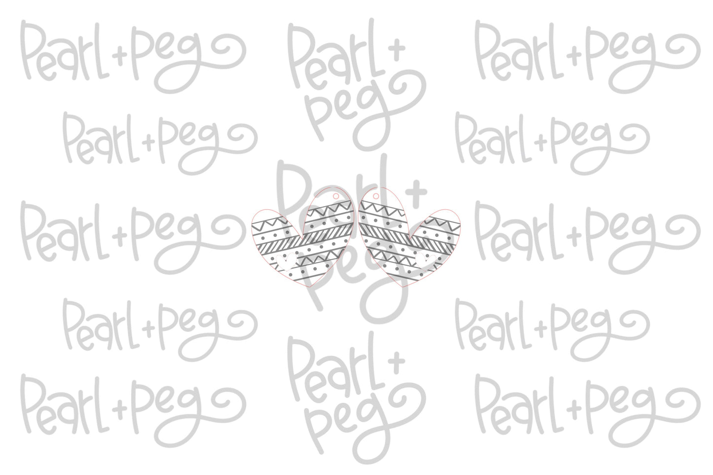 Aztec Mud Cloth Heart Laser Engraved Earrings Digital Download