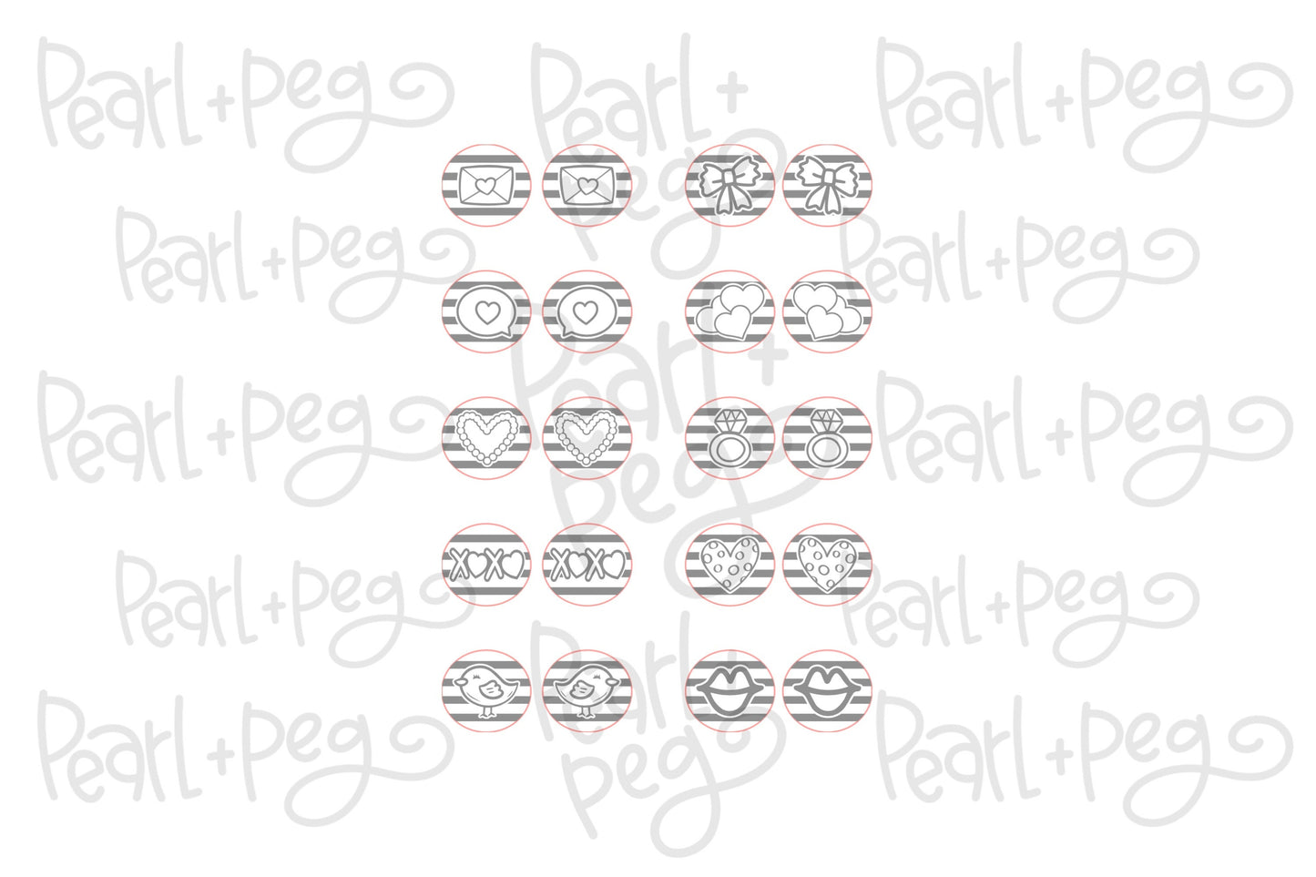 Valentines Striped Stud Set Laser Engraved Earrings Digital Download