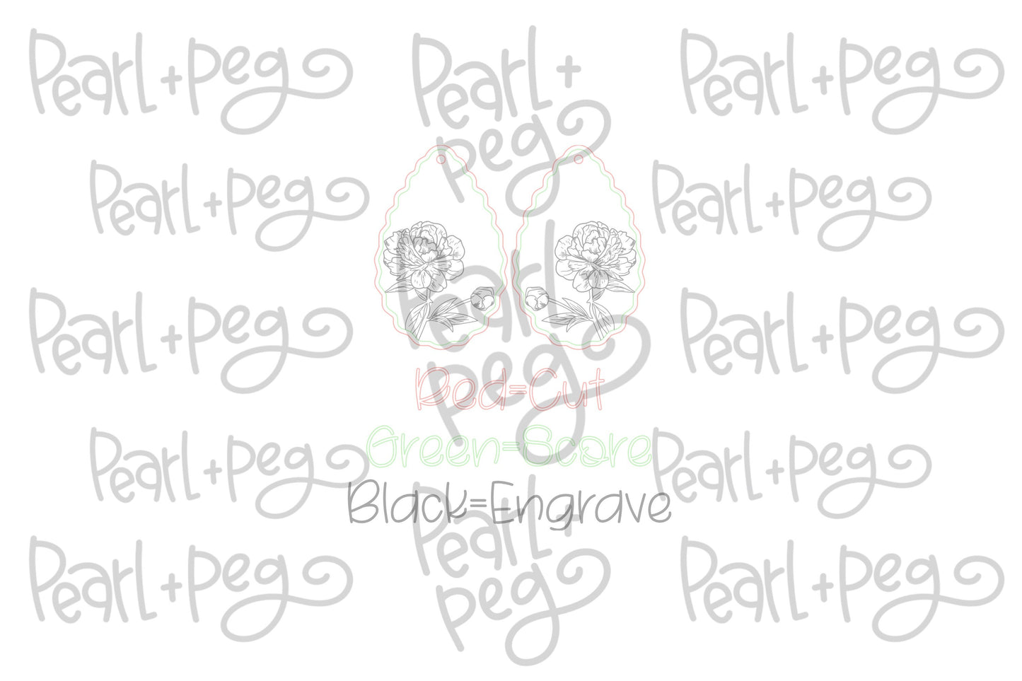 Peony Scalloped Drop Laser Engraved Earrings Digital Download