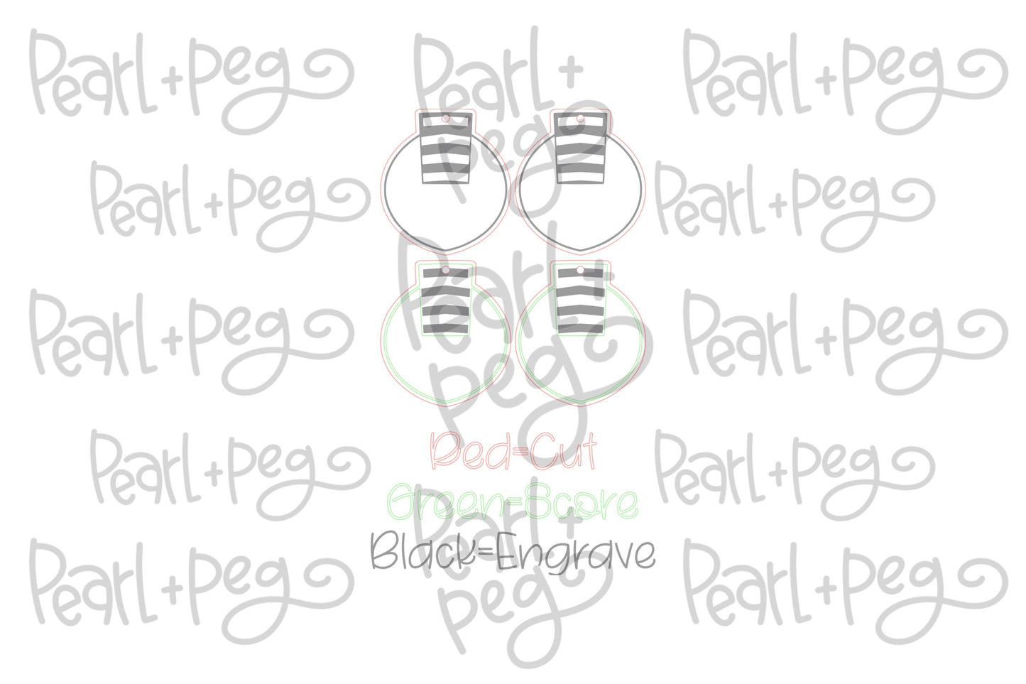 Striped Round 2 Options Laser Engraved Earrings Digital Download