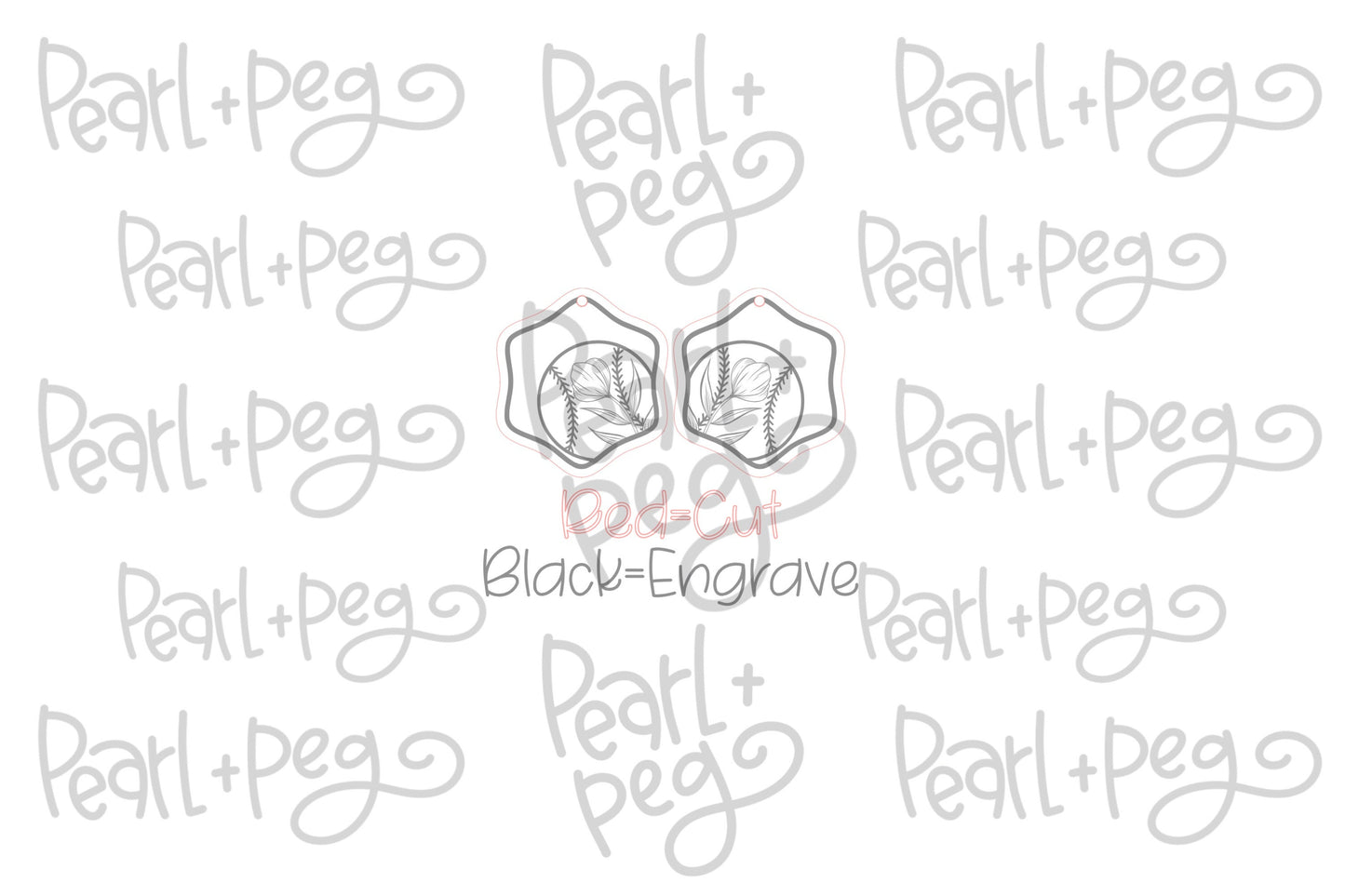 Floral Baseball Laser Engraved Earrings Digital Download