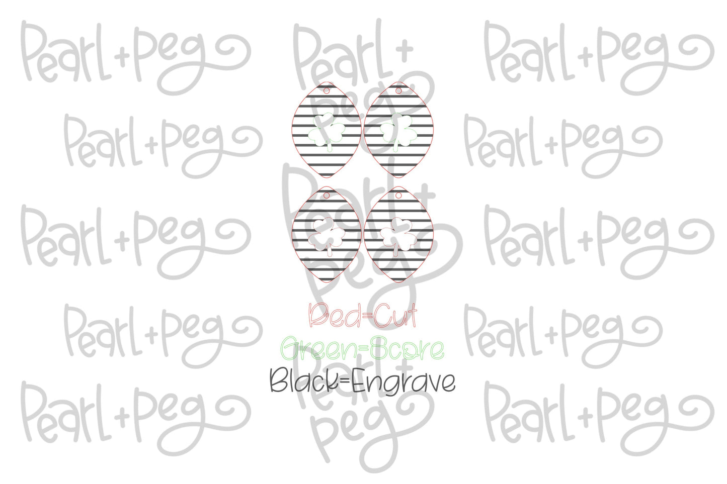 Clover Dangle Hoop Stud Laser Engraved Earrings Digital Download