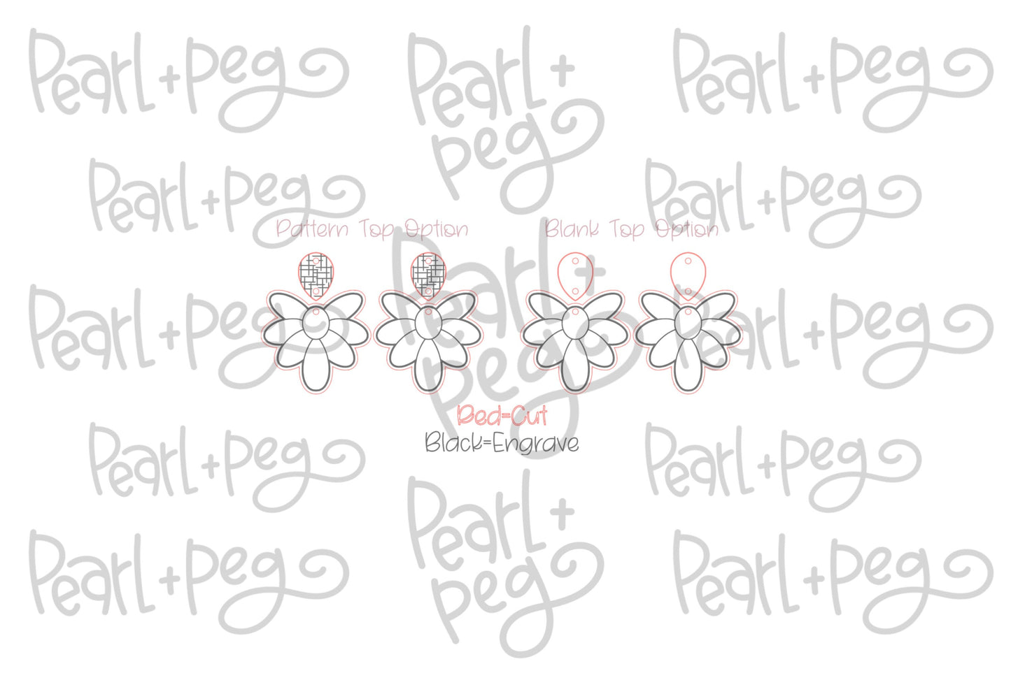 Daisy 2 Part Pattern Laser Engraved Earrings Digital Download