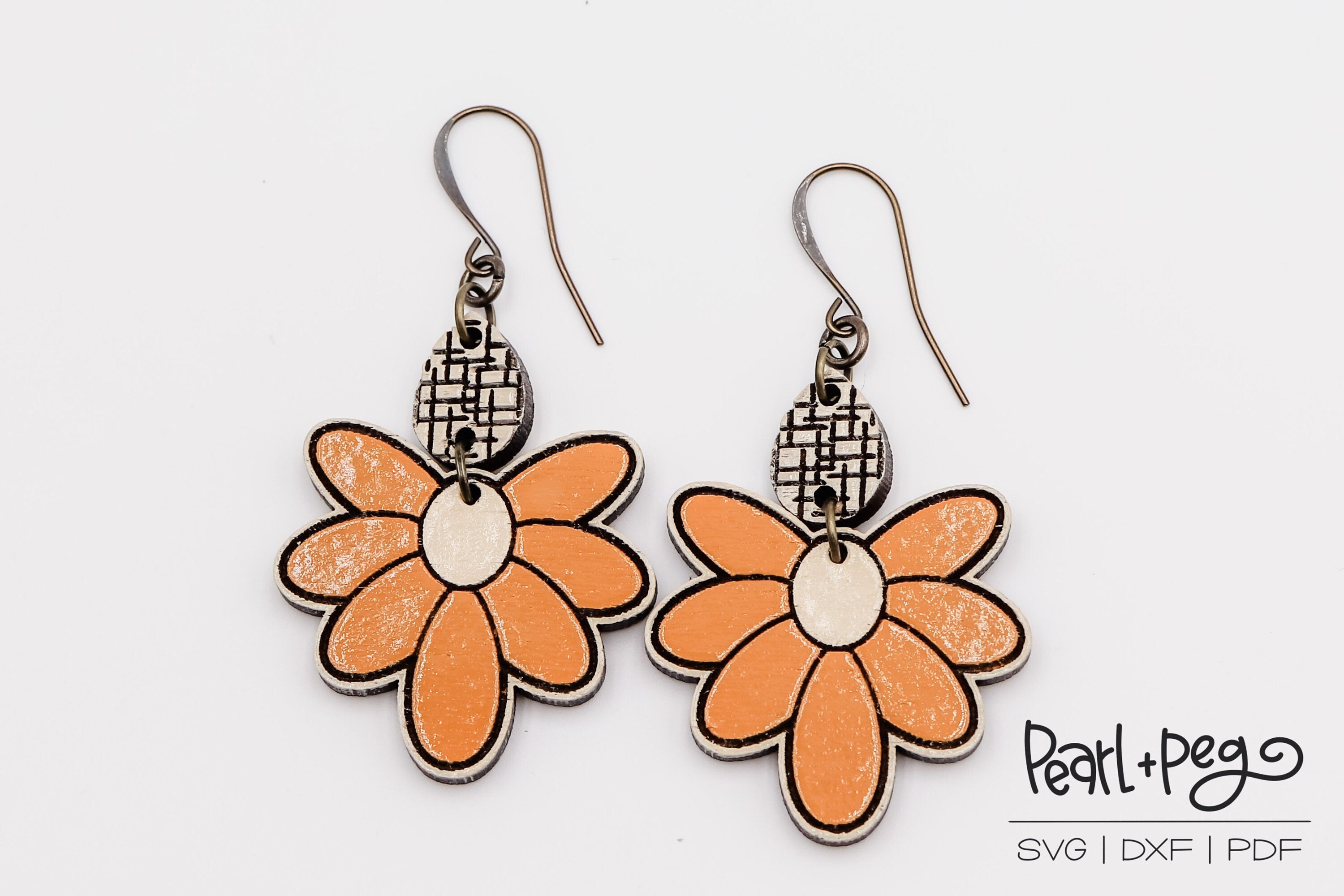 Daisy 2 Part Pattern Laser Engraved Earrings Digital Download – Pearlandpeg