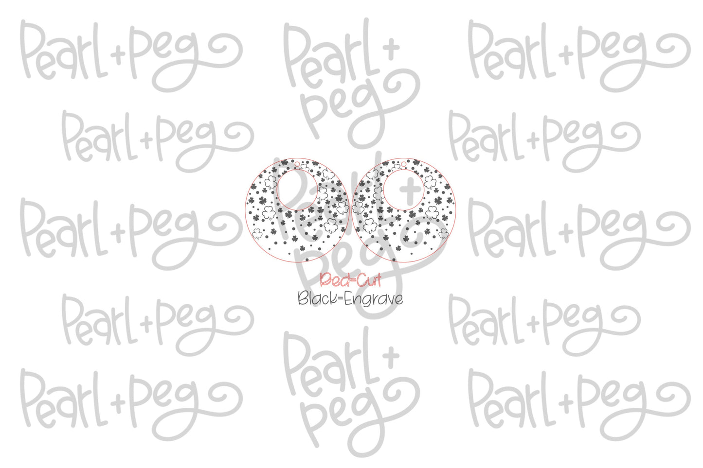 Floating Clover Round Laser Engraved Earrings Digital Download