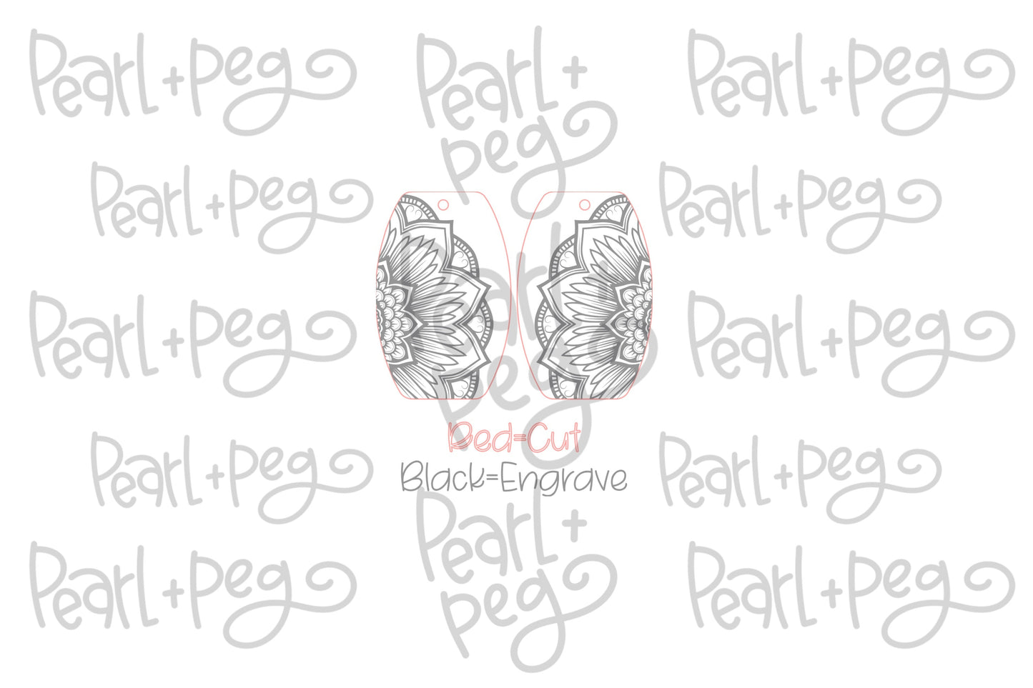 Sunflower Mandala Wide Laser Engraved Earrings Digital Download