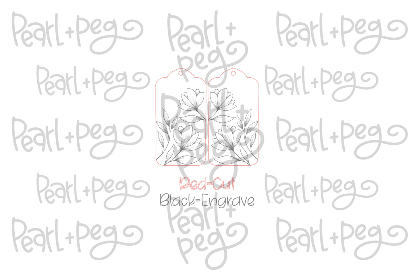 Frame Floral Uprise Laser Engraved Earrings Digital Download