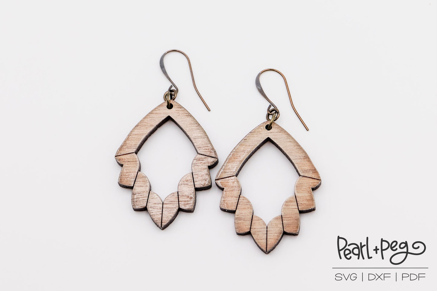 Scored Spiral Effect Drop Laser Engraved Earrings Digital Download