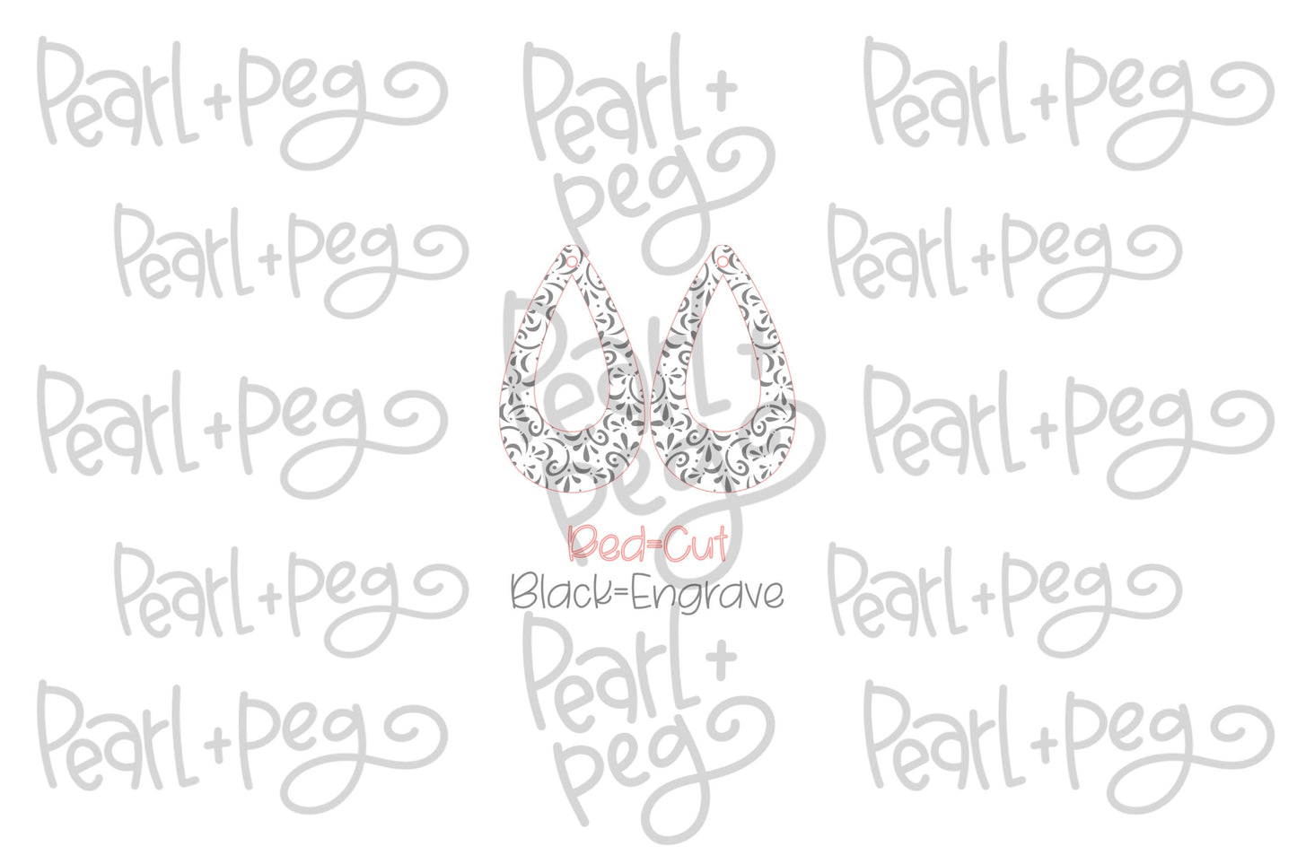 Swirly Drop Hoop Laser Engraved Earrings Digital Download