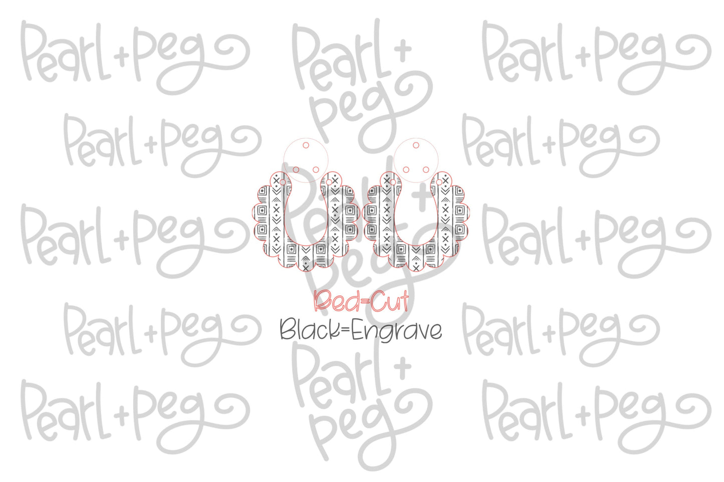 Aztec Scalloped 2 Part Laser Engraved Earrings Digital Download