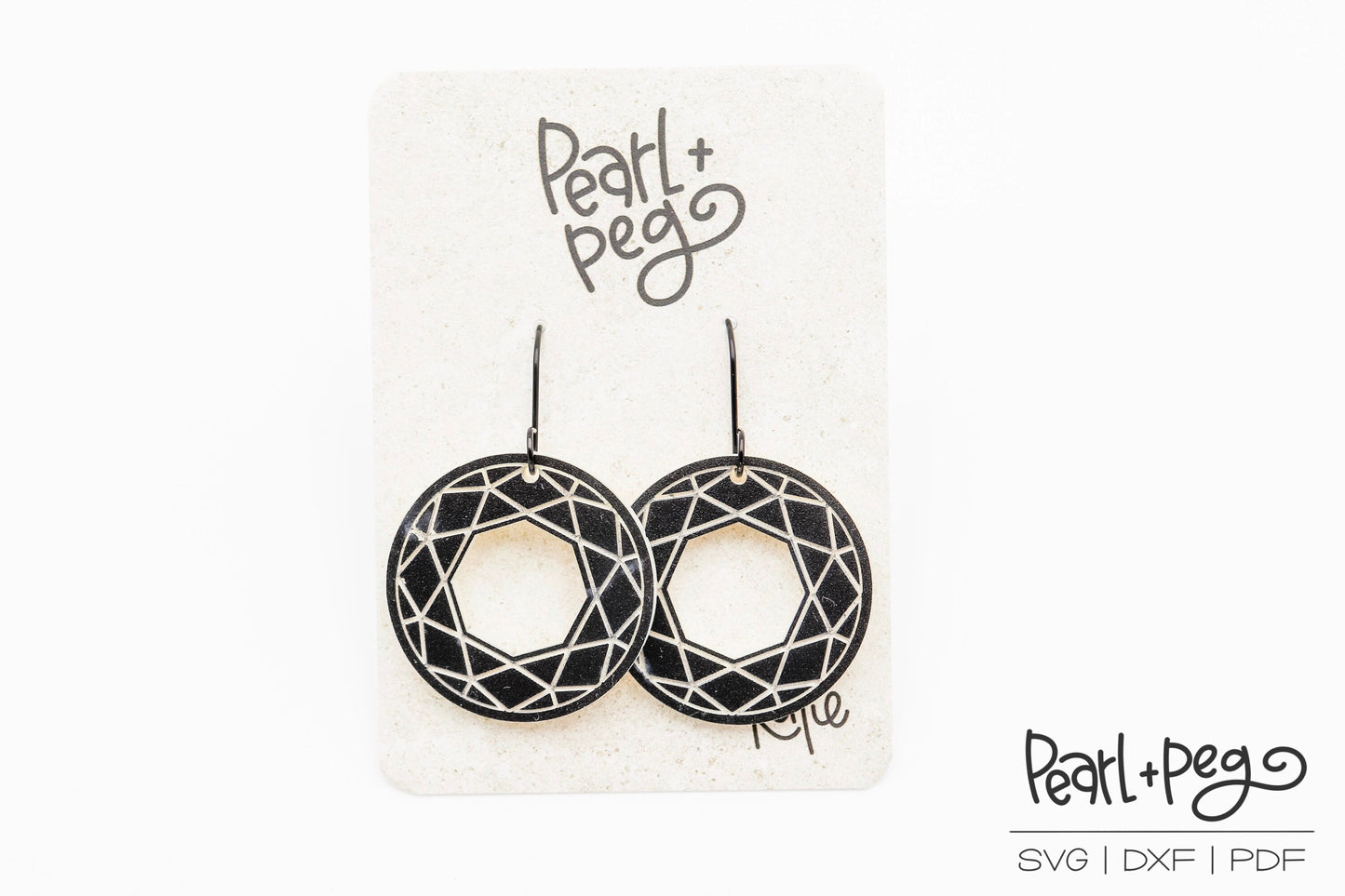 Round Gem Hoop Laser Engraved Earrings Digital Download