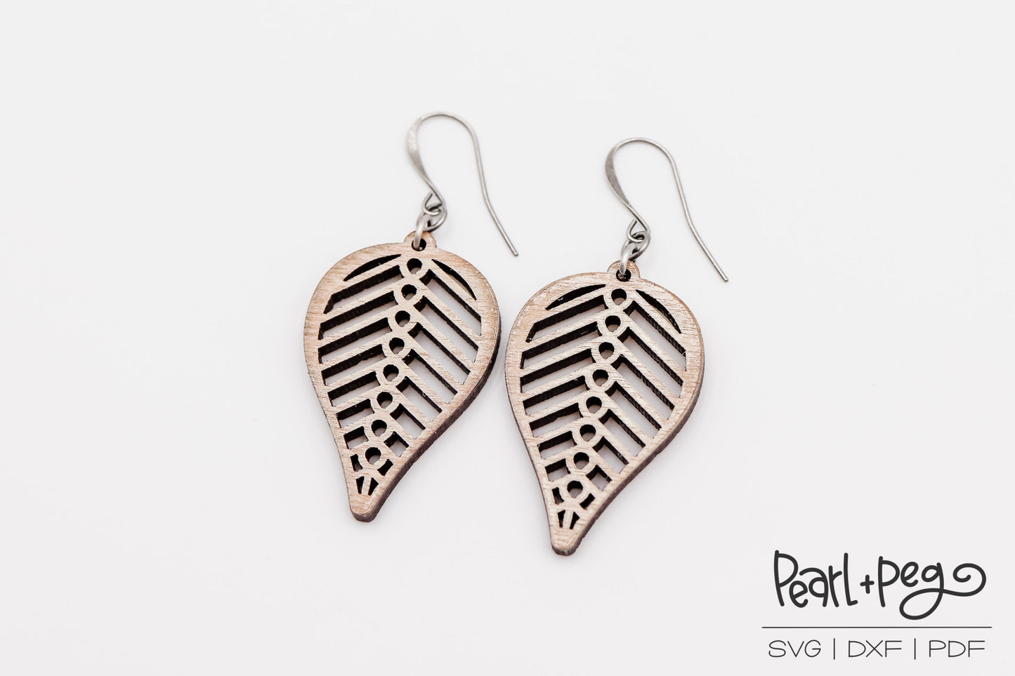 Elegant Leaf Cutout Laser Engraved Earrings Digital Download