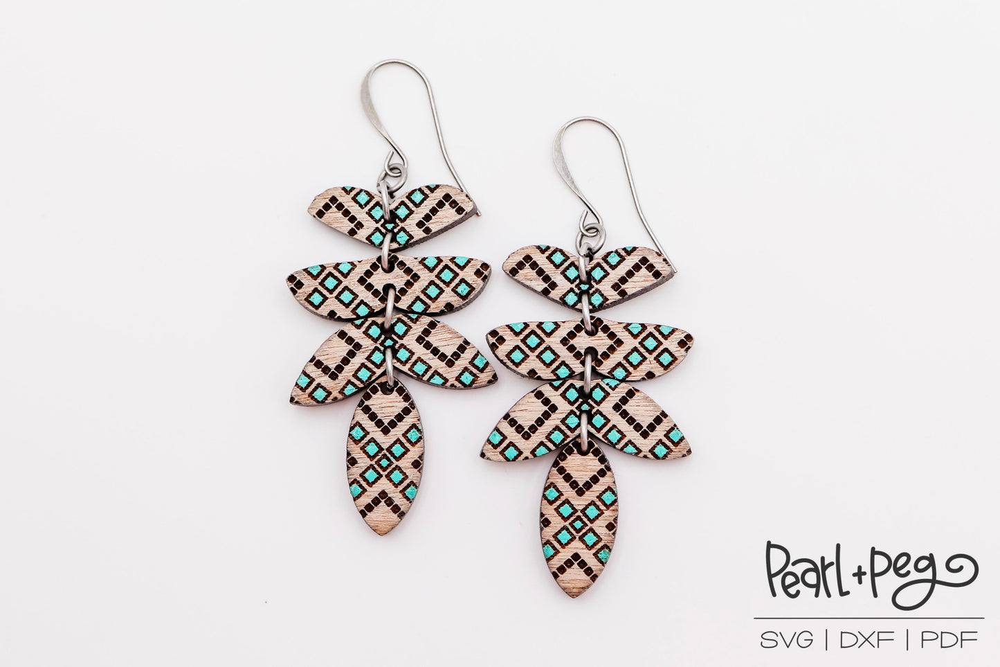 Stacked Shapes Geometric Laser Engraved Earrings Digital Download