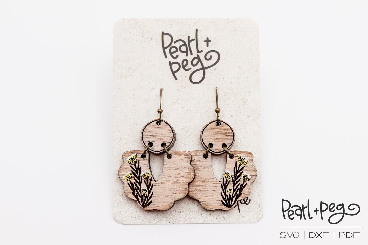 Speckled Scalloped 2 Part Laser Engraved Earrings Digital Download