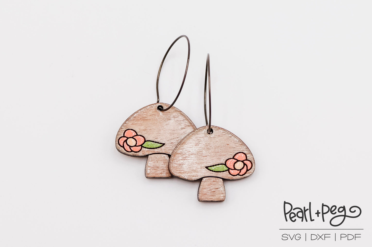 Floral Mushroom Laser Engraved Earrings Digital Download
