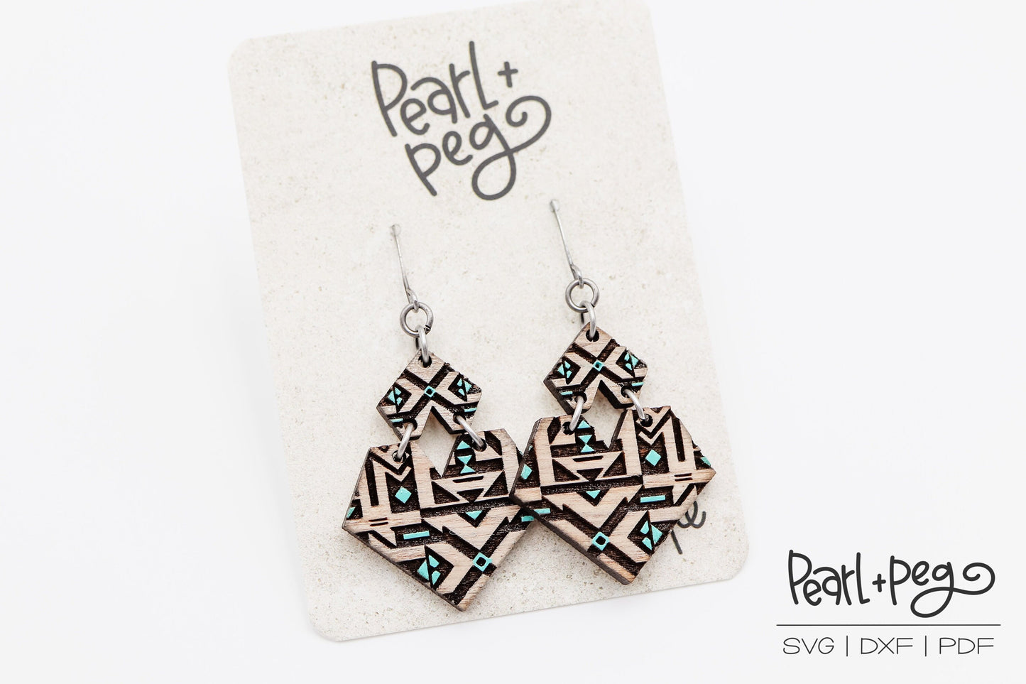 Angular 2 Part Tribal Laser Engraved Earrings Digital Download
