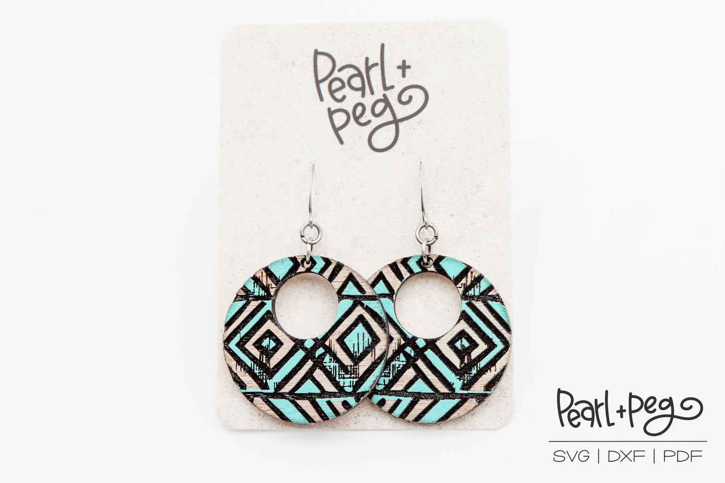 Tribal Hoop Reverse & Normal Engrave Laser Engraved Earrings Digital Download