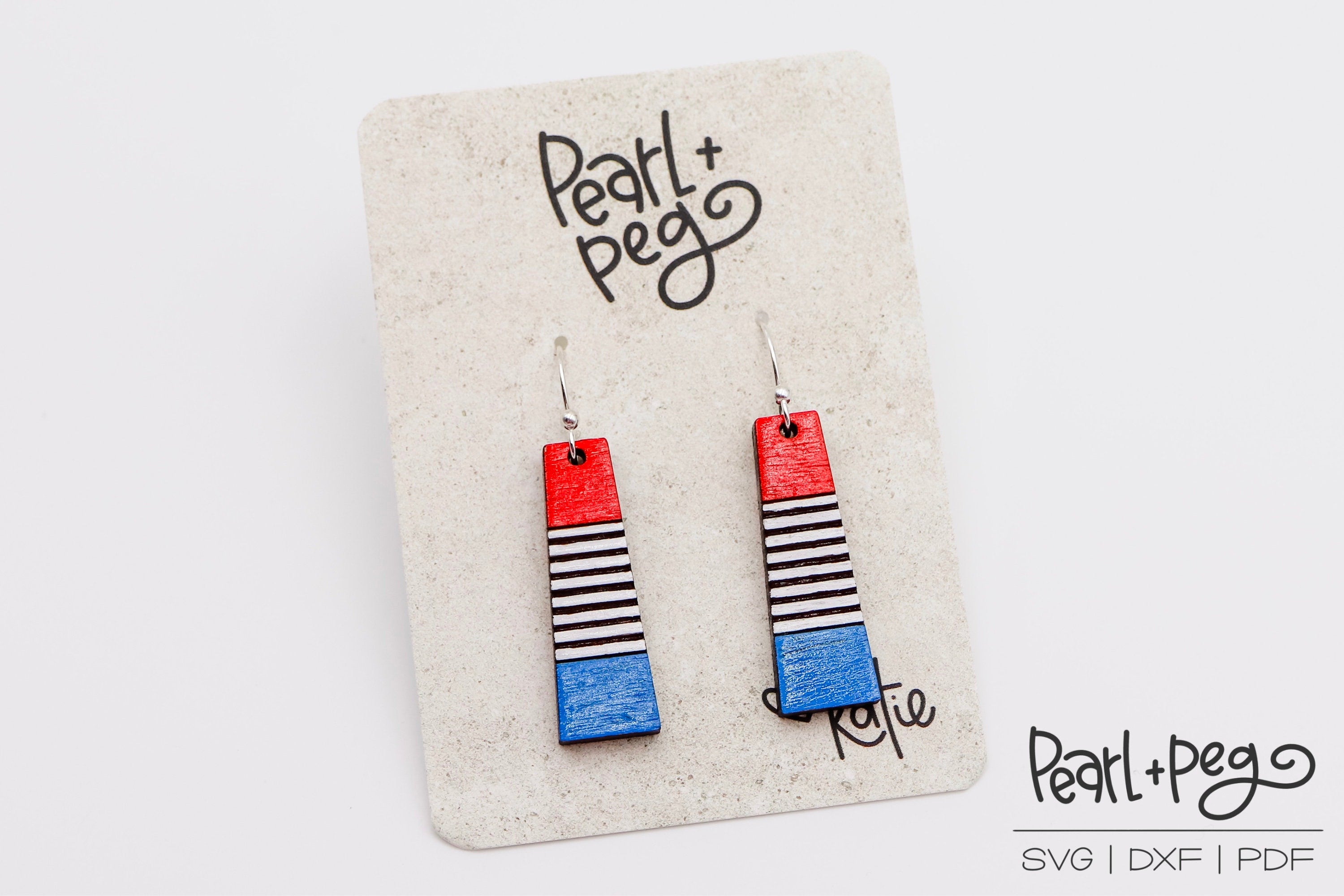 Score With Stripes 4th of July Laser Engraved Earrings Digital Downloa