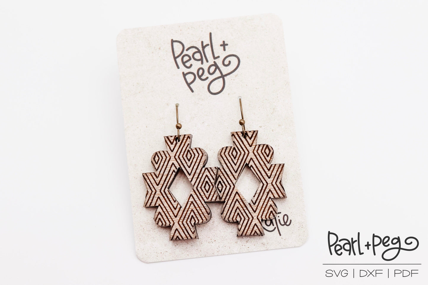 Geometric Aztec Curl Laser Engraved Earrings Digital Download
