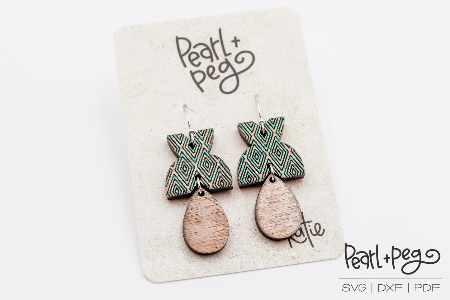 Geometric X and Hoop Laser Engraved Earrings Digital Download