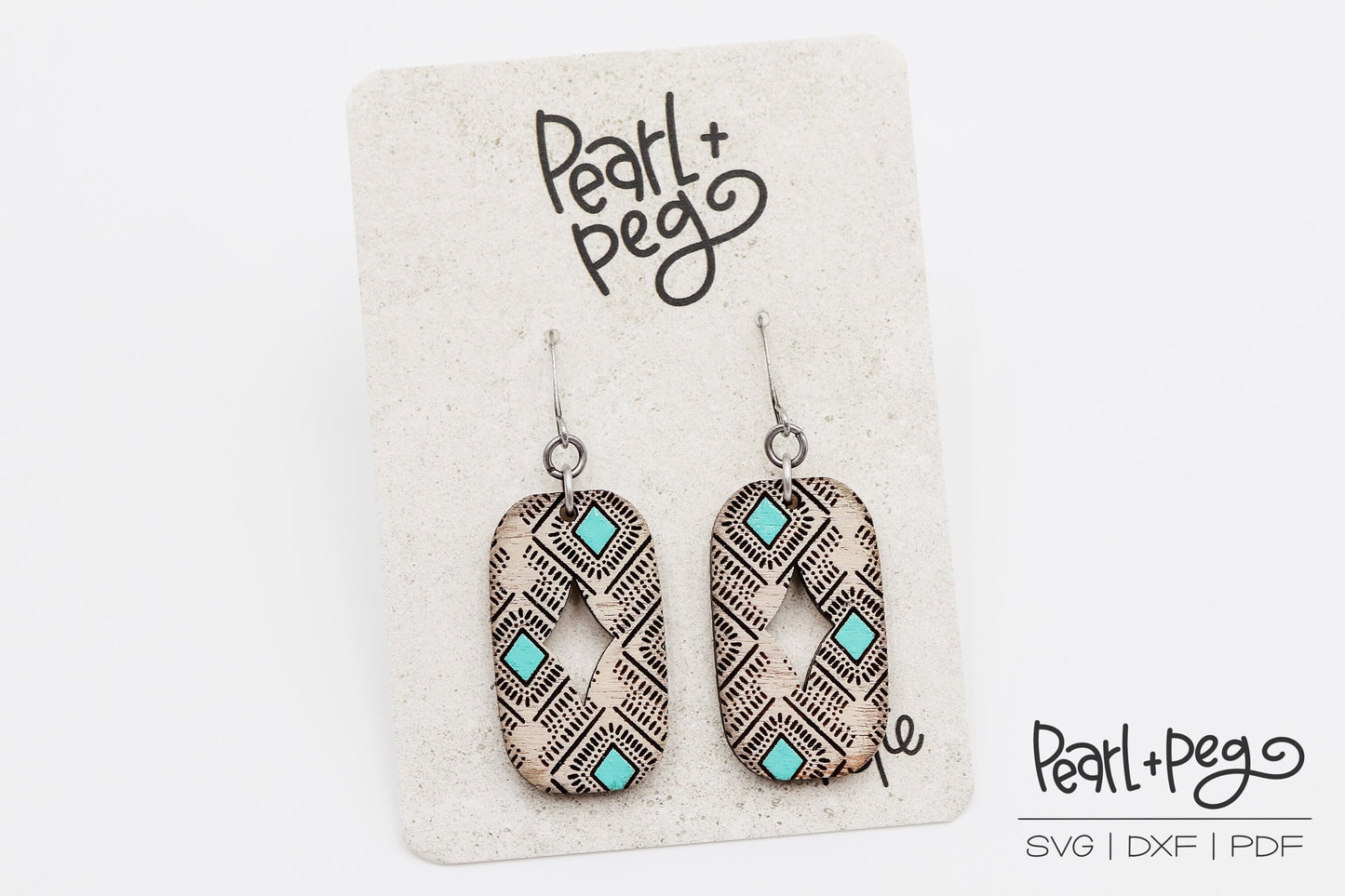 Square Diamond BOHO Window Laser Engraved Earrings Digital Download