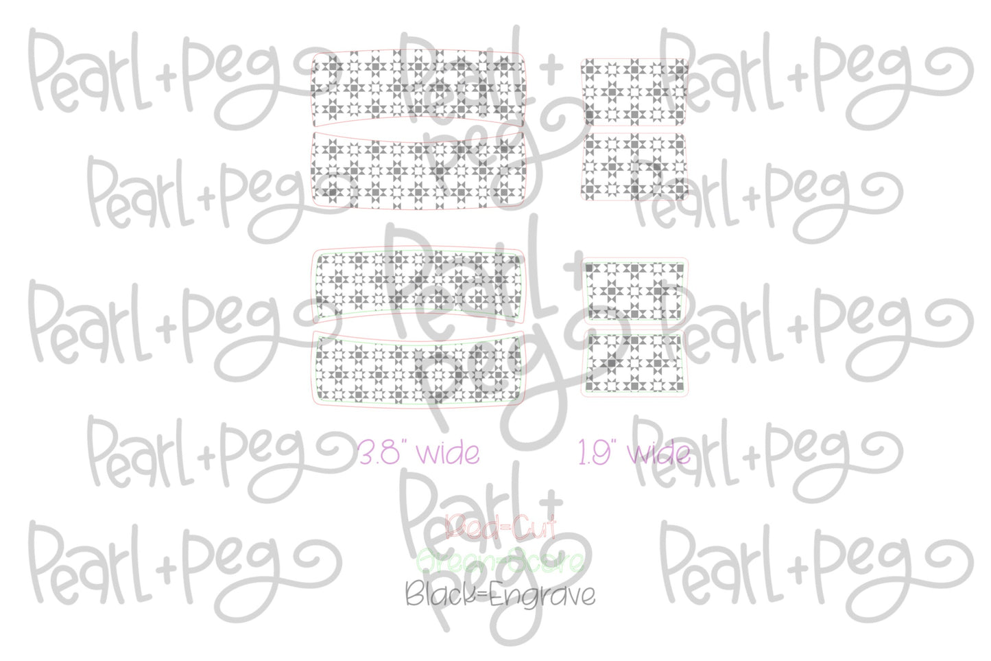 Quilted Pattern 2 Options Laser Engraved Hair Clip File