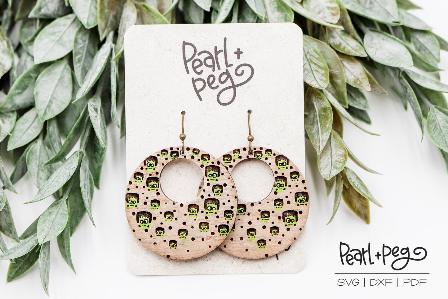 Frankenstein Floating Hoop Laser Engraved Earrings Digital Download