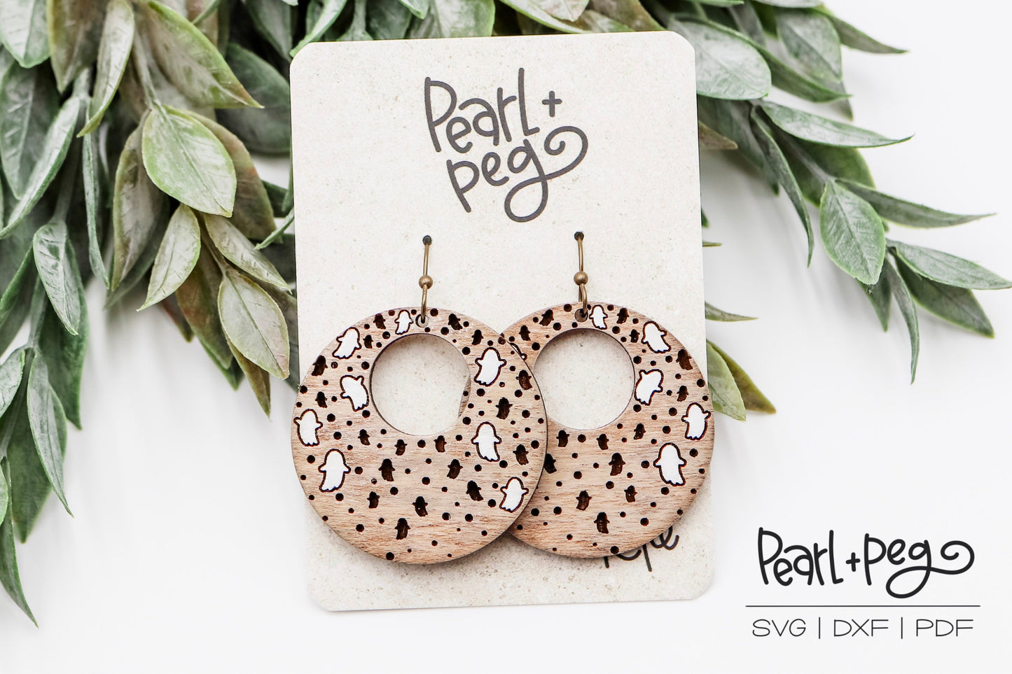 Floating Ghosts Hoop Laser Engraved Earrings Digital Download