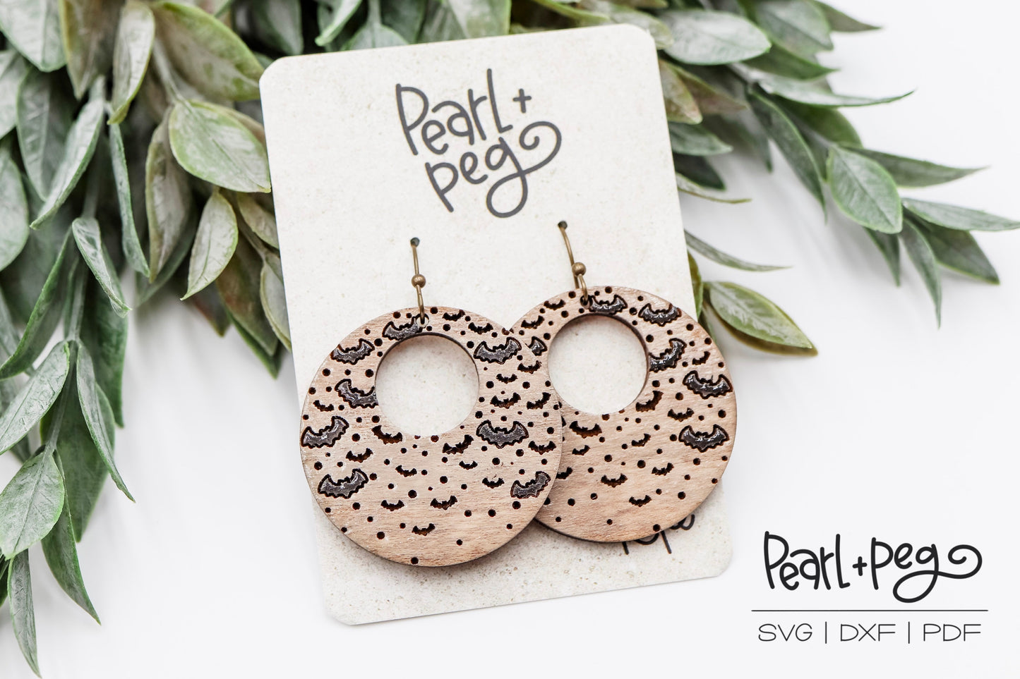 Floating Bats Hoop Laser Engraved Earrings Digital Download