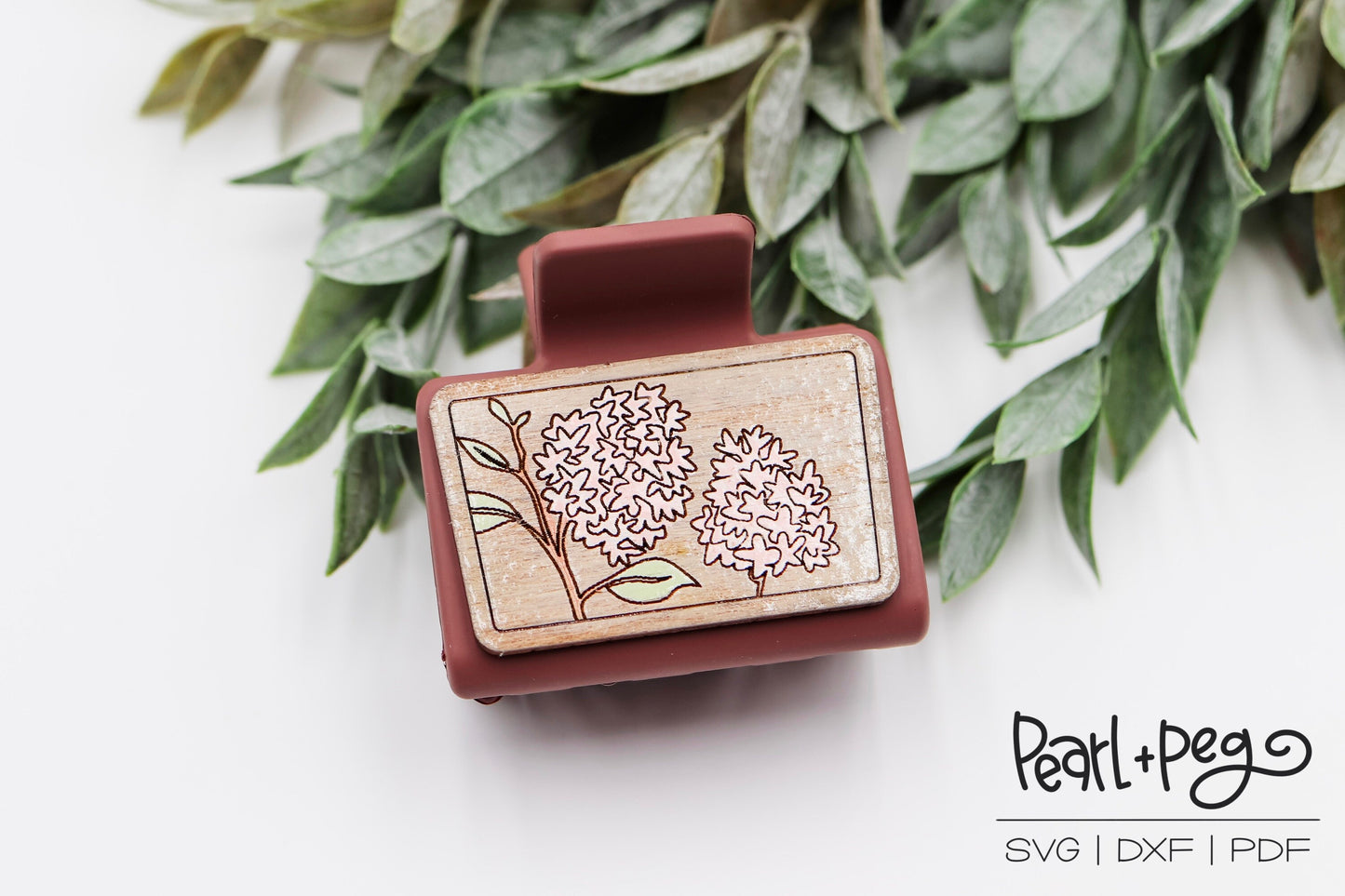 Hydrangea Cluster Laser Engraved Hair Clip File